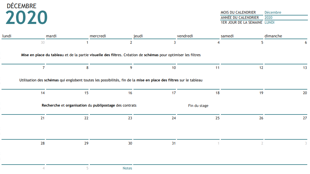 calendrier decembre 2020