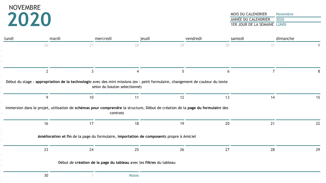 calendrier novembre 2020